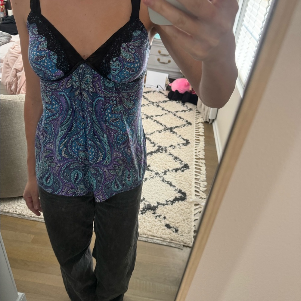 Linea Donatella Blue and Purple Paisley Camisole